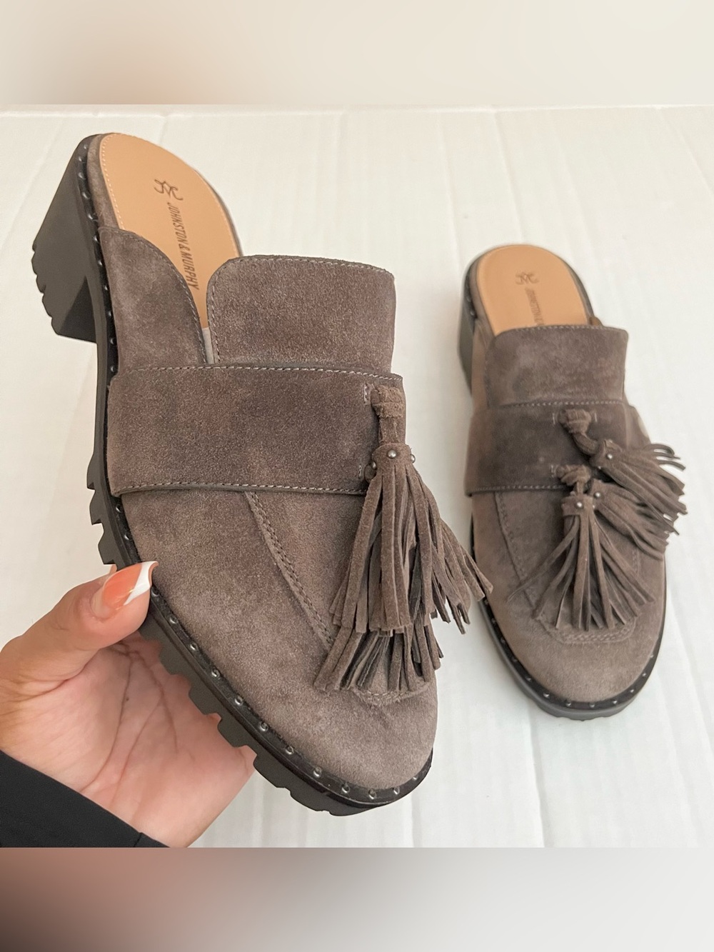 Johnston & Murphy | Alice Fringe Mule Heel Slip On Loafers